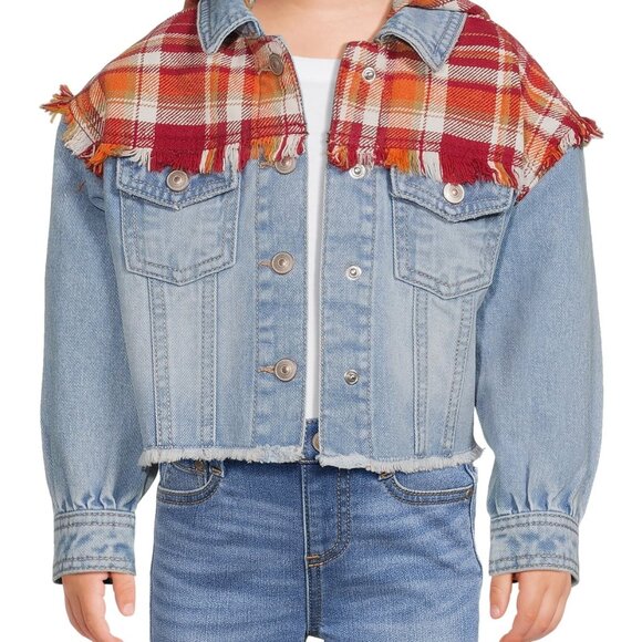 Wonder Nation Toddler Blue Denim & Plaid Jean Jacket, Size 12M-5T - NWT - Picture 4 of 6